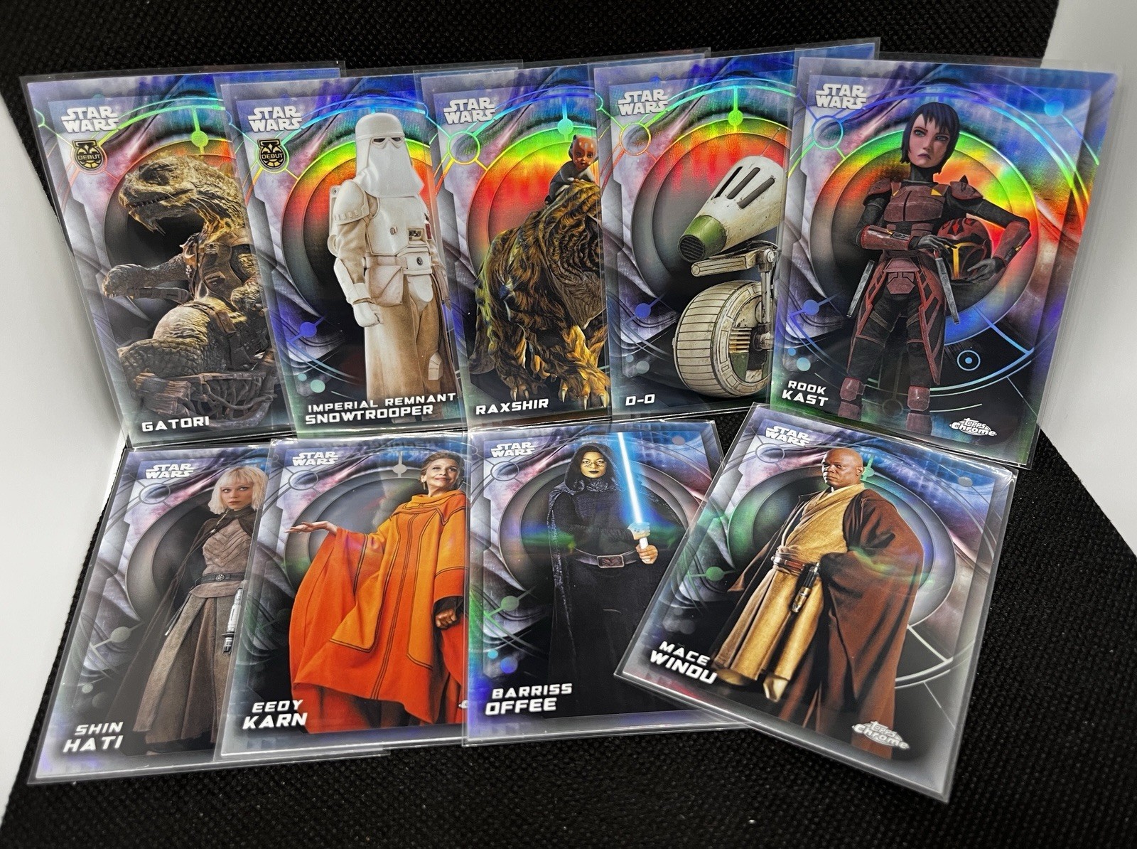 2026 Topps Chrome Star Wars Lot Of 9 RAINBOW REFRACTOR DEBUT
