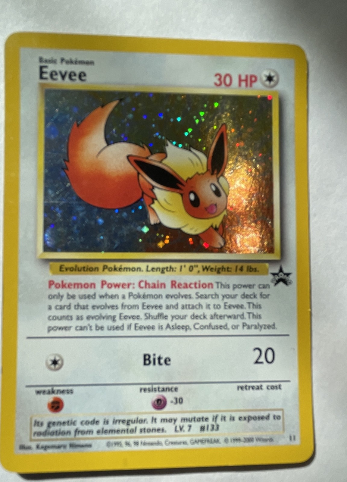 Pokémon TCG Eevee Holo Promo #11 Pokemon Holo Promo (some surface marks to holo Pokémon TCG Eevee Holo Promo #11 Pokemon Holo Promo (some surface marks to holo