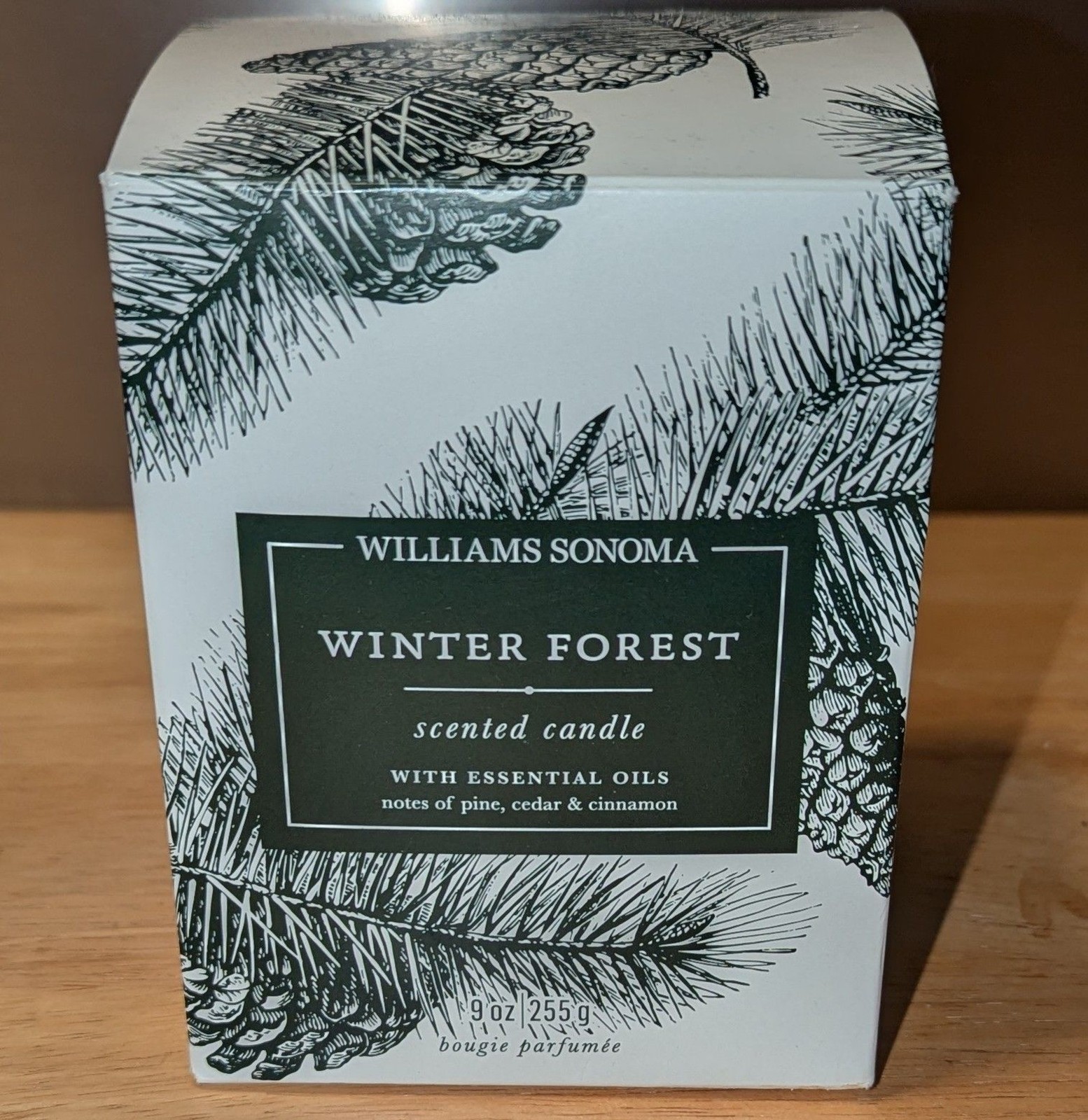 NEW Williams Sonoma Winter Forest Wax Candle Premium Natural Essential Oils 9 Oz