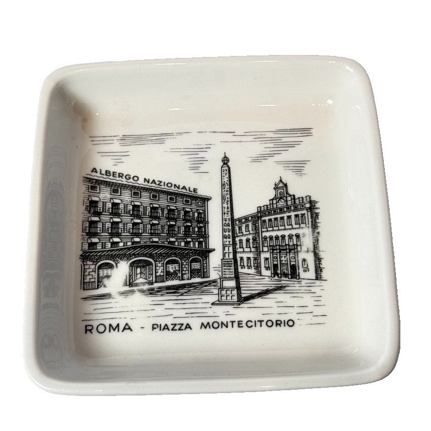 Albergo Nazionale Vintage Ashtray Rome ITALY Souvenir Porcelain Dish Albergo Nazionale Vintage Ashtray Rome ITALY Souvenir Porcelain Dish