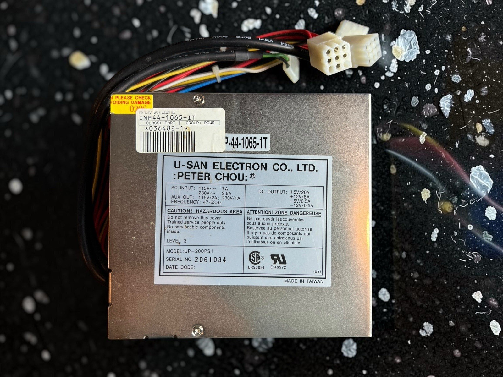Peter Chou U-San UP-200PS1 200W Arcade Power Supply PSU Coin-Op Untested Peter Chou U-San UP-200PS1 200W Arcade Power Supply PSU Coin-Op Untested