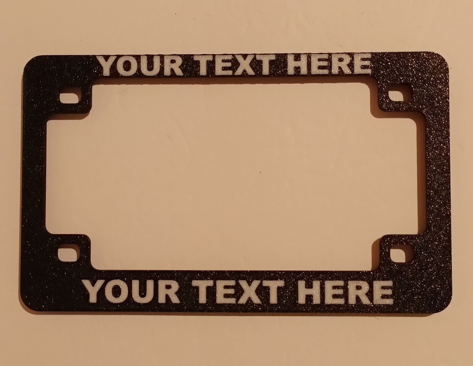 Personalized 3D Printed Motorcycle License Plate Frame. Your Words or "Saying" Personalized 3D Printed Motorcycle License Plate Frame. Your Words or "Saying"
