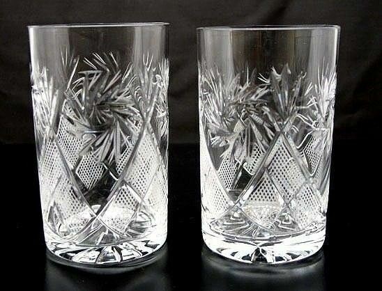 Set of 2 Russian Tea Glasses for Holder Podstakannik - Soviet Crystal Glassware