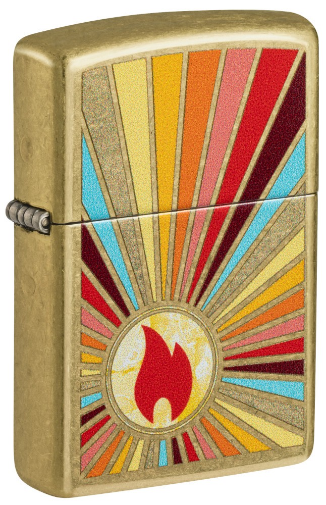 Zippo Beaming Flame Design Street Brass Windproof Pocket Lighter, 46957