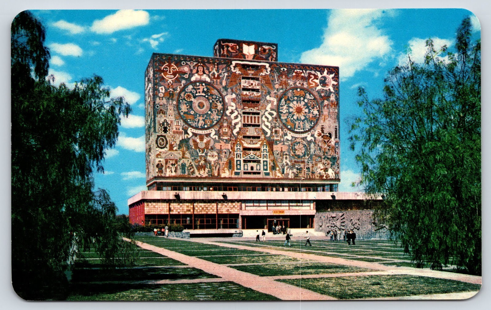 UNAM Central Library Juan O'Gorman Mural Vintage Postcard UNAM Central Library Juan O'Gorman Mural Vintage Postcard