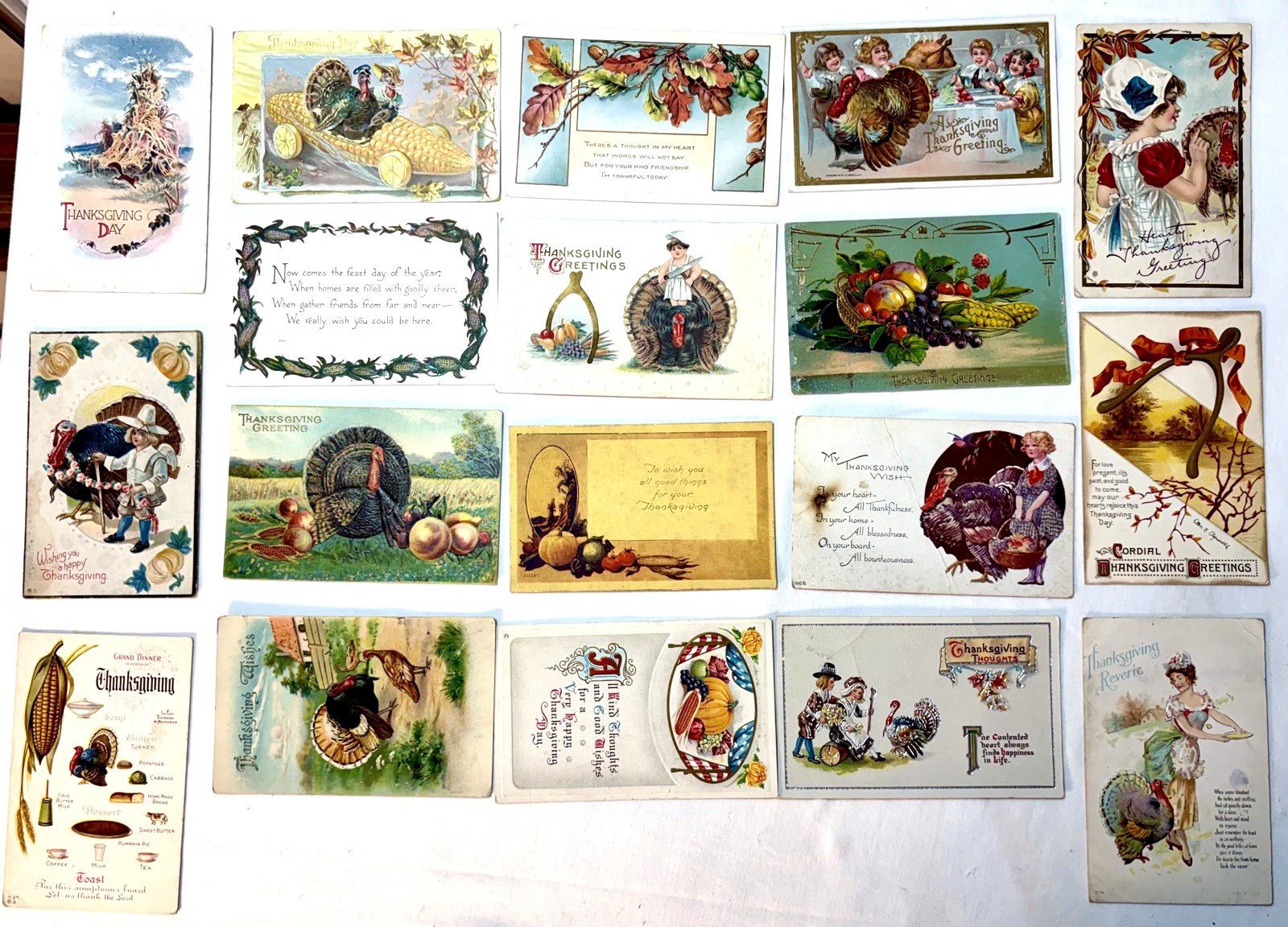 Lot 18 Vintage 1910's Thanksgiving Embossed Postcards Tuck Germany USA & Others Lot 18 Vintage 1910's Thanksgiving Embossed Postcards Tuck Germany USA & Others