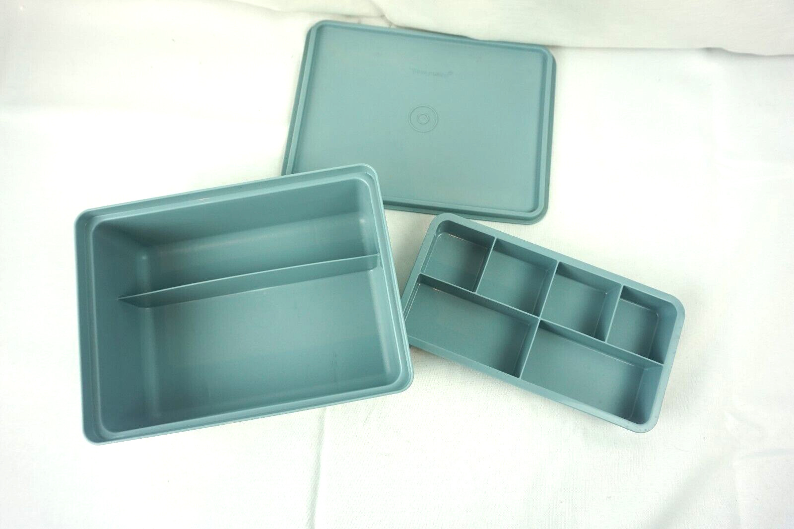 Tupperware Blue Tuppercraft Stow N Go Container Food Craft Storage 1579-4 Vtg