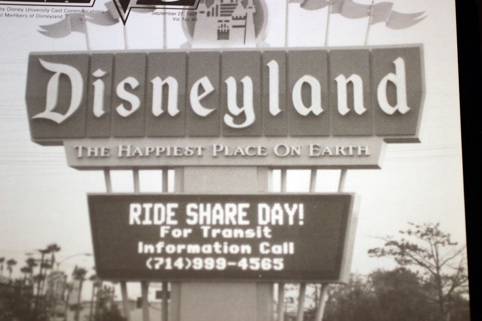 Disneyland Line Parking Lot SIGN Entry 1991 Fantasmic Construction Walt Disney