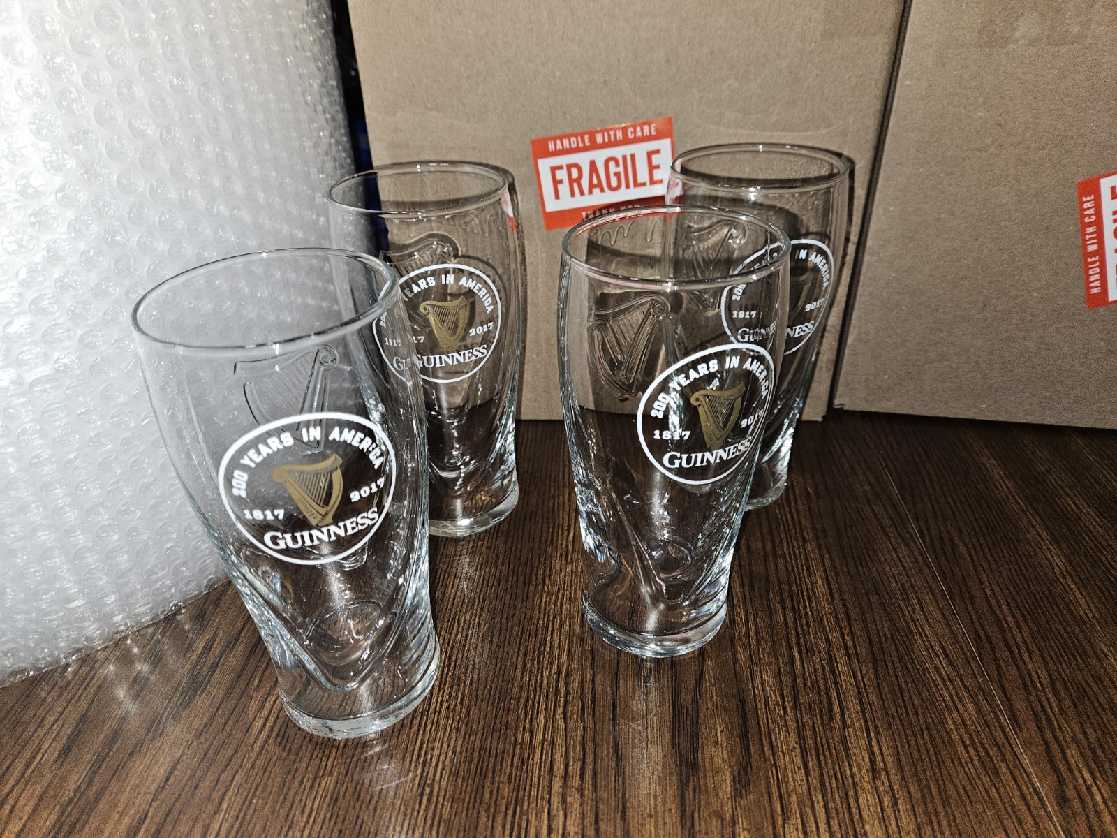 Guinness Gravity Pint Beer Glasses Set of 4 Official 20oz 200 Years in America Guinness Gravity Pint Beer Glasses Set of 4 Official 20oz 200 Years in America