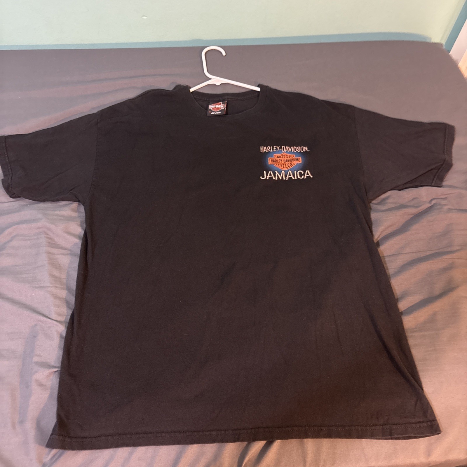 Vintage Excellent Y2K Harley Davidson Jamaica T(XL)Black BRIGHT Sunset Graphics