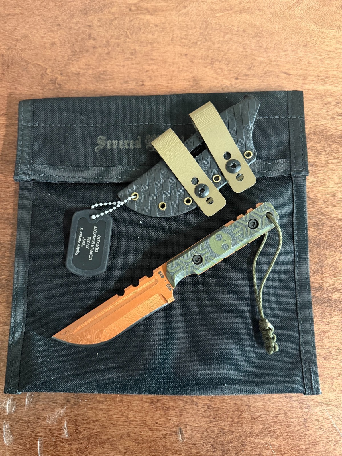 Severed Metal Works Fixed Blade Squire Version 2 SV2 Distressed Copper Gunkote Severed Metal Works Fixed Blade Squire Version 2 SV2 Distressed Copper Gunkote