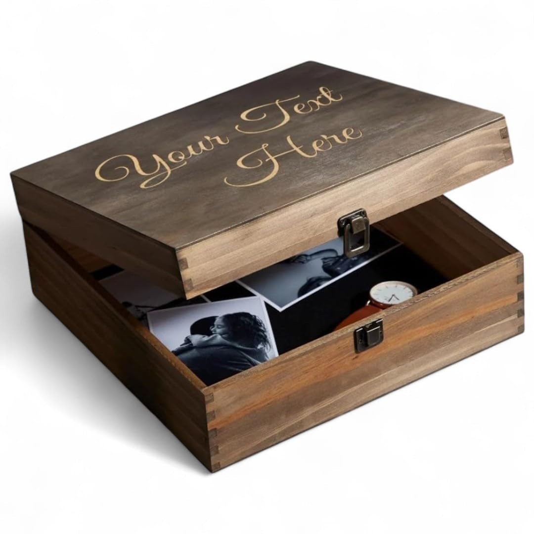 Custom Engraved Wooden Keepsake Box, Personalized Memory Storage with Lid
