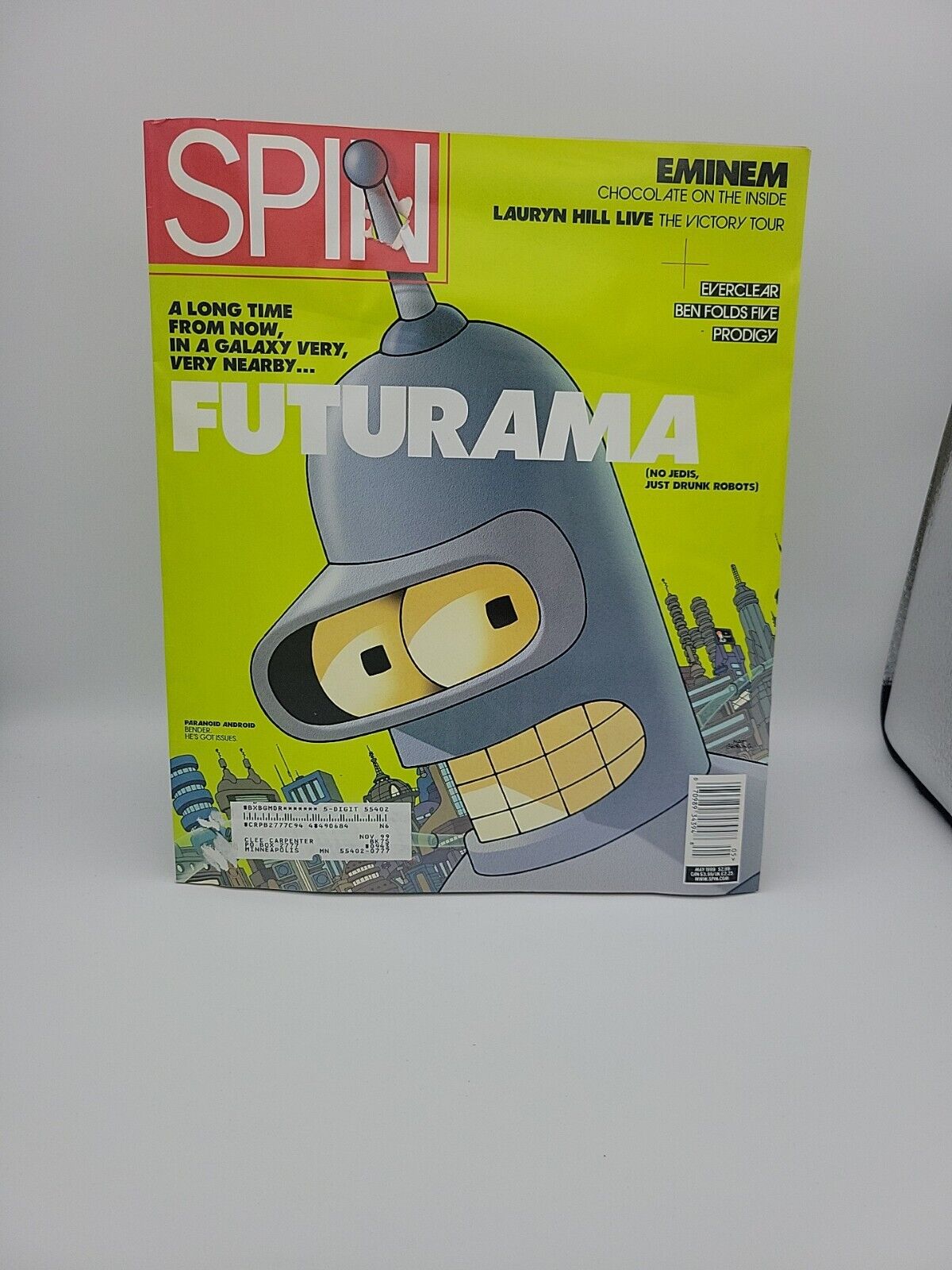 Spin Vintage Music Magazine Futurama Bender Cover May 1999 Eminem Groening