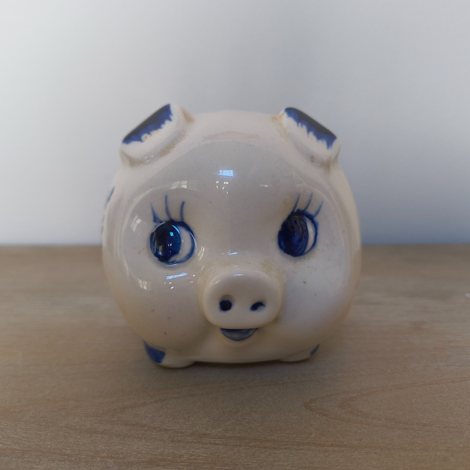 Vintage piggy bank pig blue and white ceramic Kentucky souvenir Vintage piggy bank pig blue and white ceramic Kentucky souvenir