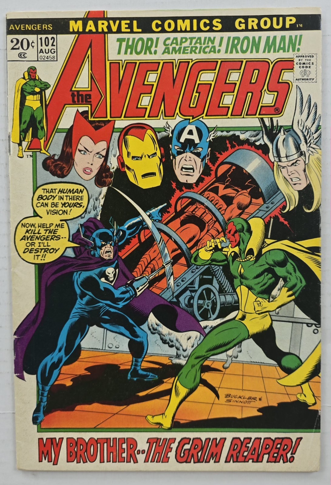 THE AVENGERS #102 COMIC BOOK (MARVEL,1972) BRONZE AGE THE AVENGERS #102 COMIC BOOK (MARVEL,1972) BRONZE AGE