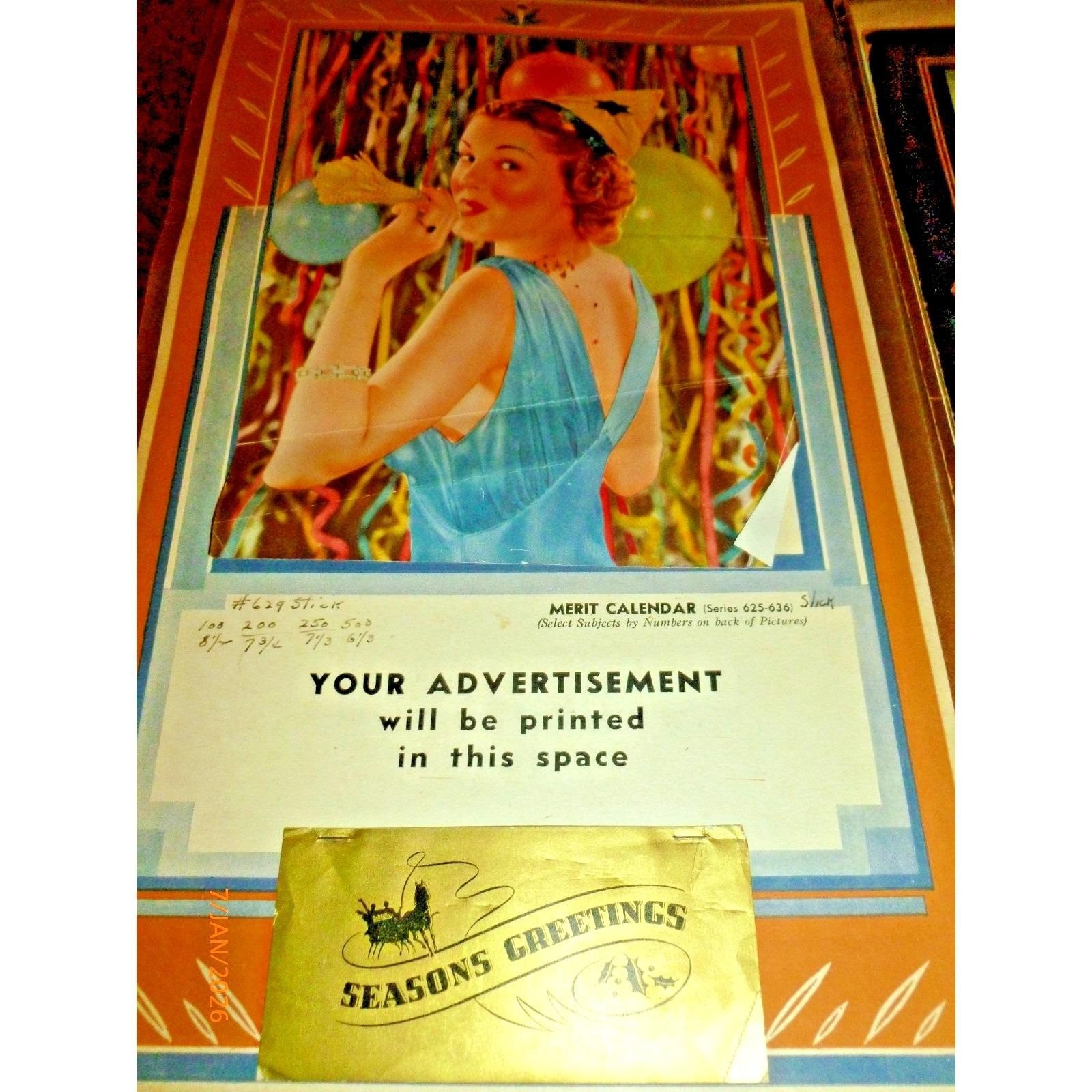 Vintage 1938-1942 Merit Stellar Art Calendars Salesman Sample Album No S-2 Vintage 1938-1942 Merit Stellar Art Calendars Salesman Sample Album No S-2
