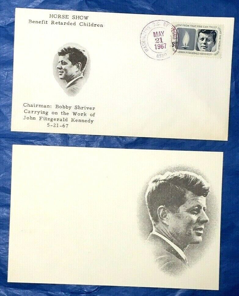 John F Kennedy 1967 Horse Show Donation Envelope & Blank Card w Cachet of JFK