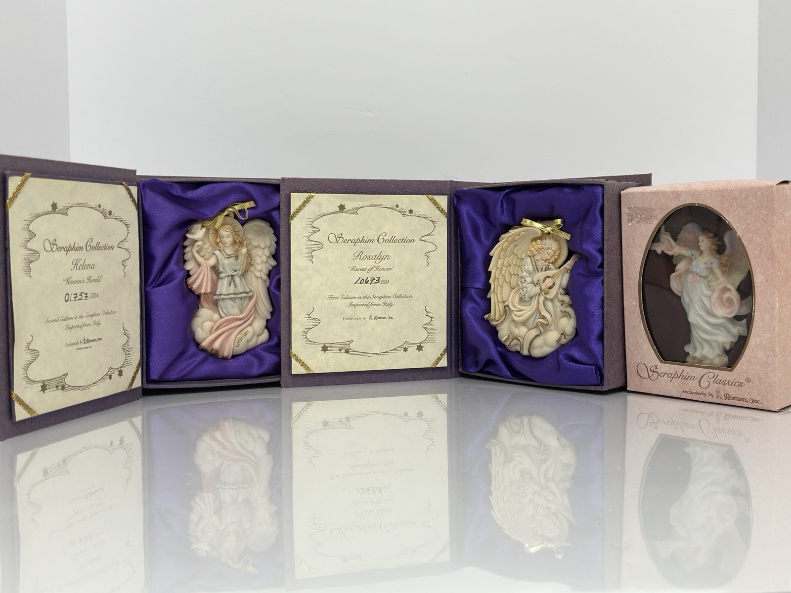 3 Vtg Roman Seraphim Classics Angel Ornament Set Rosalyn Helena Diana Boxed CIB 3 Vtg Roman Seraphim Classics Angel Ornament Set Rosalyn Helena Diana Boxed CIB