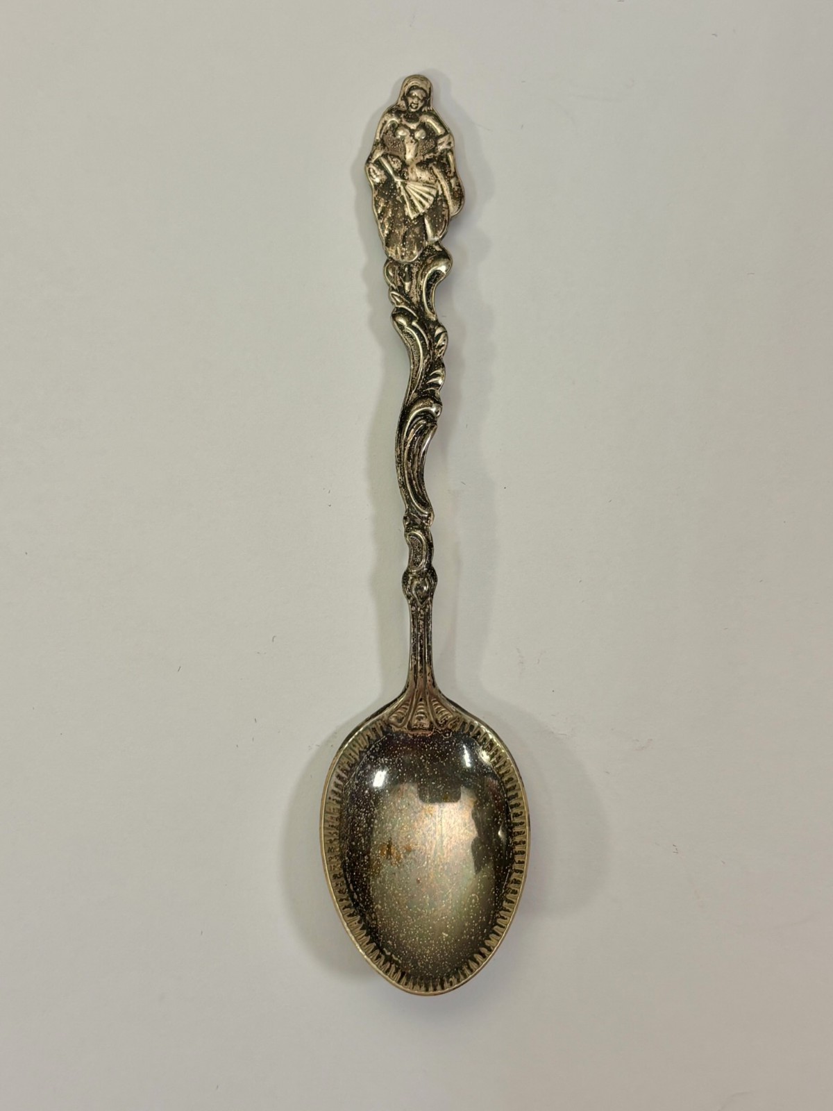Vintage Sweden Souvenir Spoon Figural Woman Ornate Handle Swedish Collectible Vintage Sweden Souvenir Spoon Figural Woman Ornate Handle Swedish Collectible