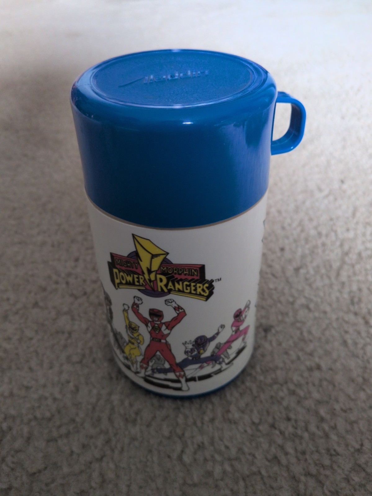 Vintage 1994 Aladdin Power Rangers Lunch Thermos Plastic Blue Mughty Morphin Vintage 1994 Aladdin Power Rangers Lunch Thermos Plastic Blue Mughty Morphin