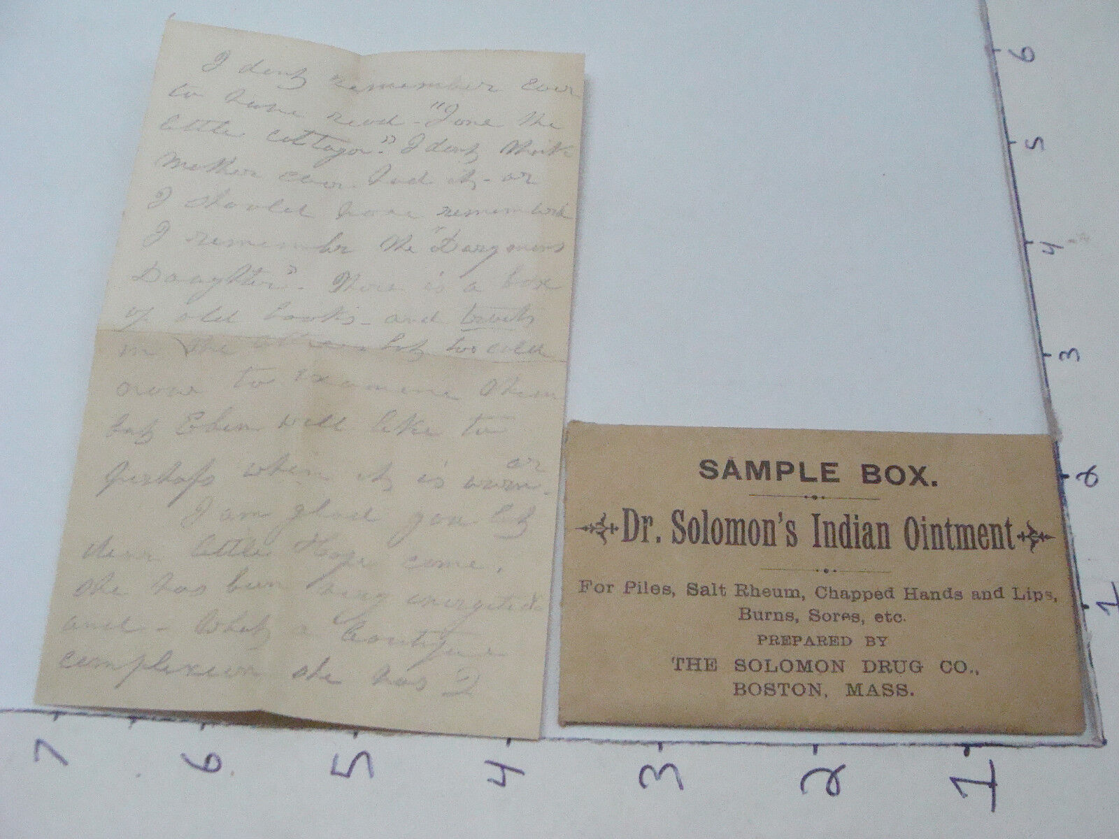 vintage original -- 1898 - sample - DR. SOLOMON\'S INDIAN OINTMENT envelope only