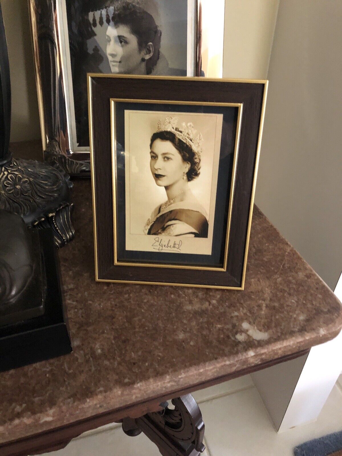 Queen Elizabeth II - Sepia Portrait in Frame