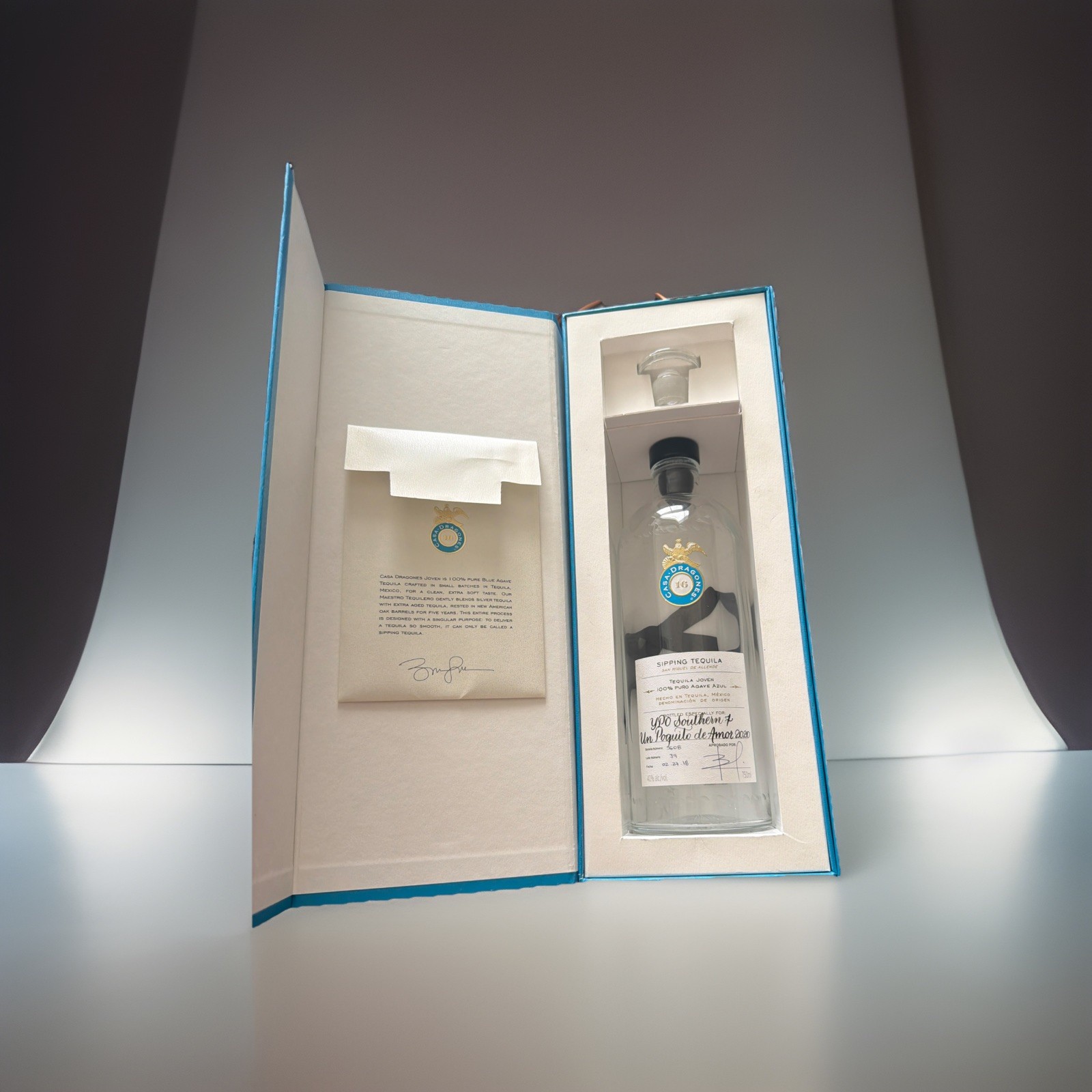 Casa Dragones Joven Tequila Empty Bottle w/Original Box & Stop Personal YPO 2020