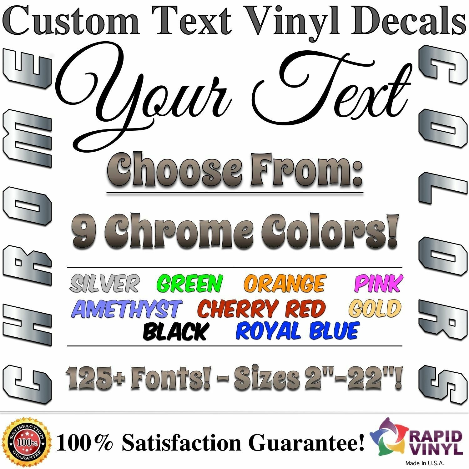 Chrome Custom Vinyl Lettering Text Decal for Home Garage Car Truck Boat Trailer Chrome Custom Vinyl Lettering Text Decal for Home Garage Car Truck Boat Trailer