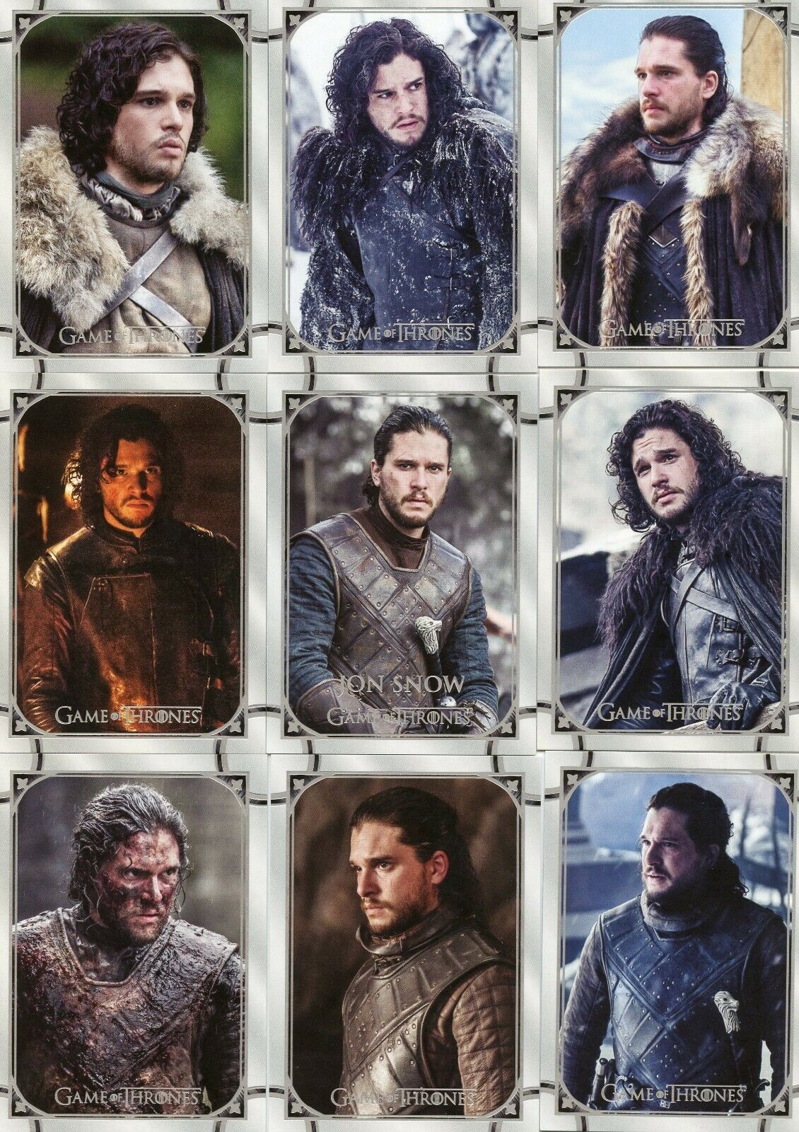 Game of Thrones Iron Anniversary S2 Base Set of 9 Jon Snow 10-18 + empty wrapper