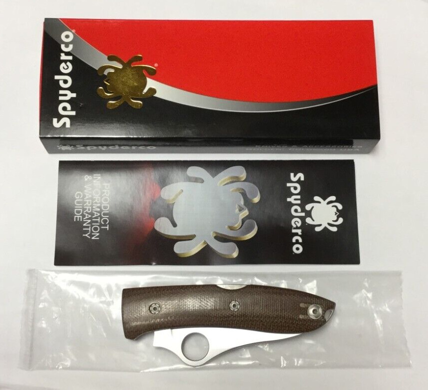 (MA1) Spyderco Spyopera Folding Knife Brown Micarta C255CFP M390 Steel Blade