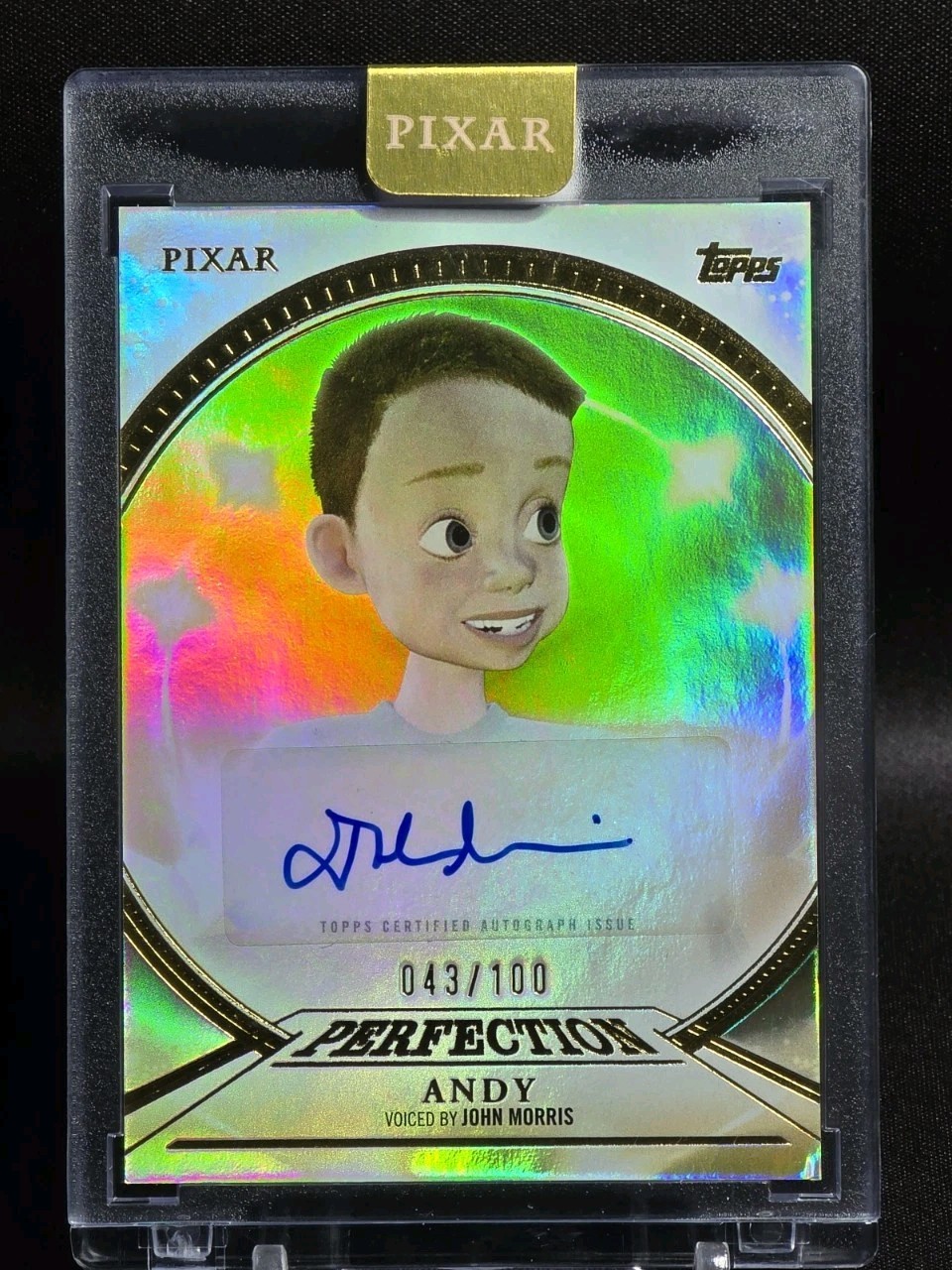 2025 Topps Pixar Disney Toy Story Andy Perfection Auto John Morris /100 #PPA-JM 2025 Topps Pixar Disney Toy Story Andy Perfection Auto John Morris /100 #PPA-JM