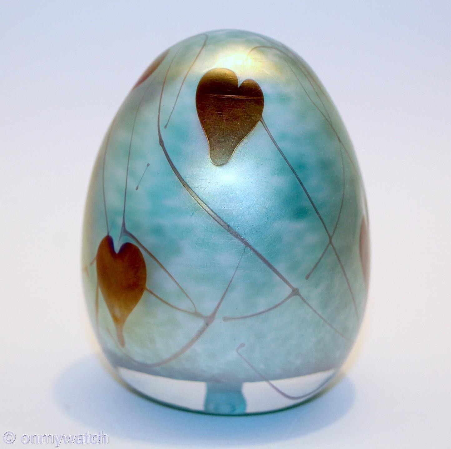 EARLY RARE GIBSON, Charles Paperweight SIGNED 1976 IRIDESCENT ArT GLaSs Hearts EARLY RARE GIBSON, Charles Paperweight SIGNED 1976 IRIDESCENT ArT GLaSs Hearts