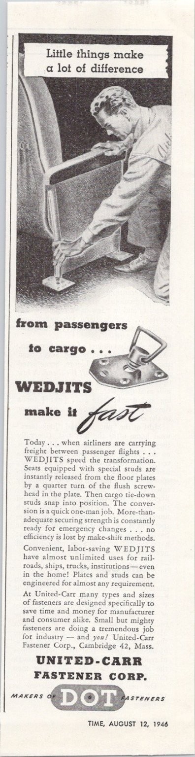 United-Carr Fastener Corp. 1946 Wedjits Print Ad Vintage Industrial United-Carr Fastener Corp. 1946 Wedjits Print Ad Vintage Industrial