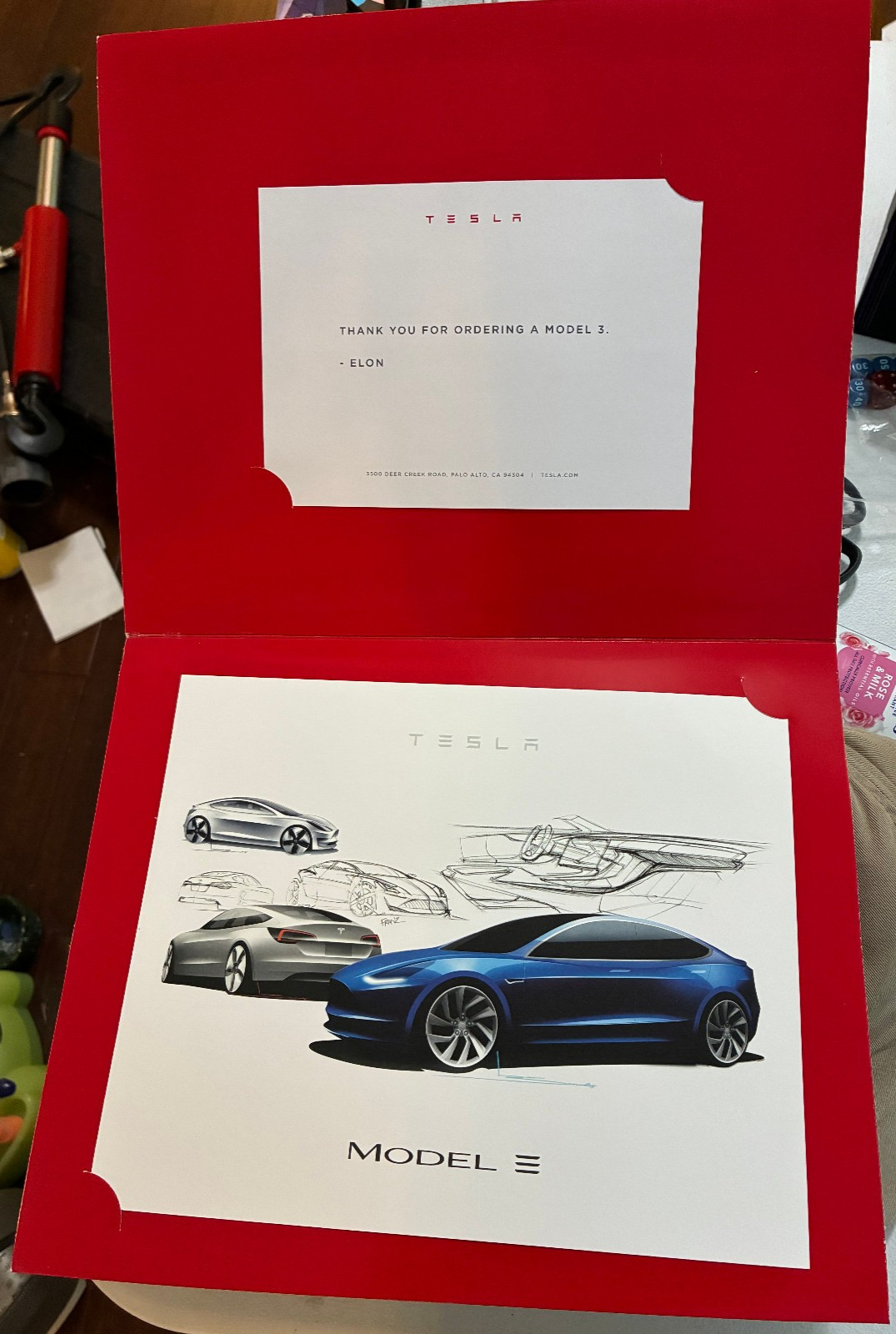 NEW Tesla Model 3 Preorder Lithograph Concept Art Drawing & Thank You Note NEW Tesla Model 3 Preorder Lithograph Concept Art Drawing & Thank You Note