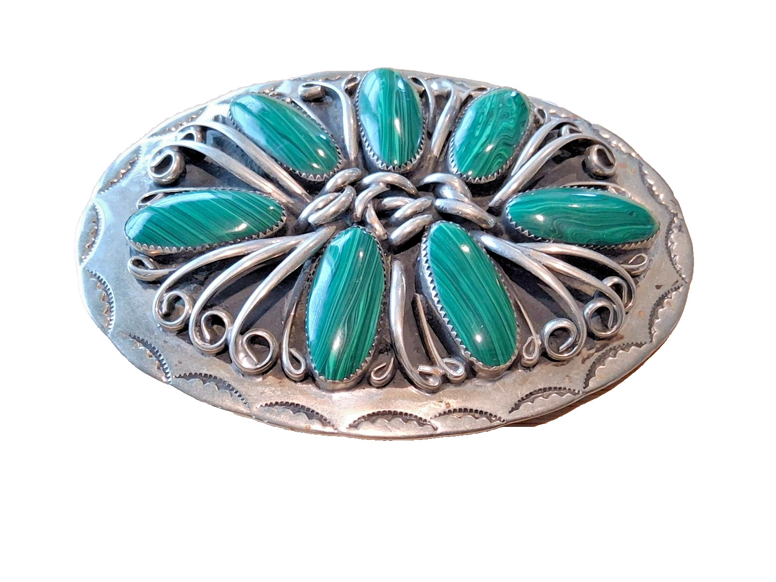 VTG SOUTHWESTERN NICKEL SILVER WOMENS BUCKLE MALACHITE LG 4" ABSOLUTELY STUNNING VTG SOUTHWESTERN NICKEL SILVER WOMENS BUCKLE MALACHITE LG 4" ABSOLUTELY STUNNING