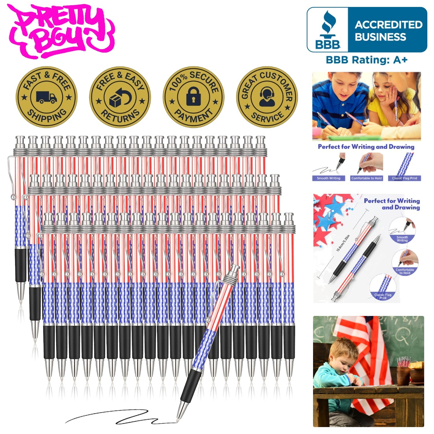 Bulk Pack of 200 American Flag Pens - Perfect Souvenir for July 4th Celebrations Bulk Pack of 200 American Flag Pens - Perfect Souvenir for July 4th Celebrations