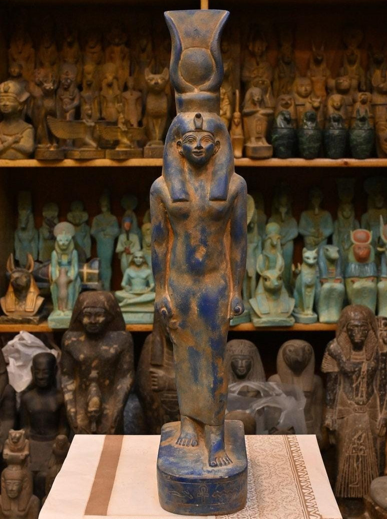 Authentic Ancient Egyptian Antique Rare Goddess Hathor Statue Figurine BC Authentic Ancient Egyptian Antique Rare Goddess Hathor Statue Figurine BC