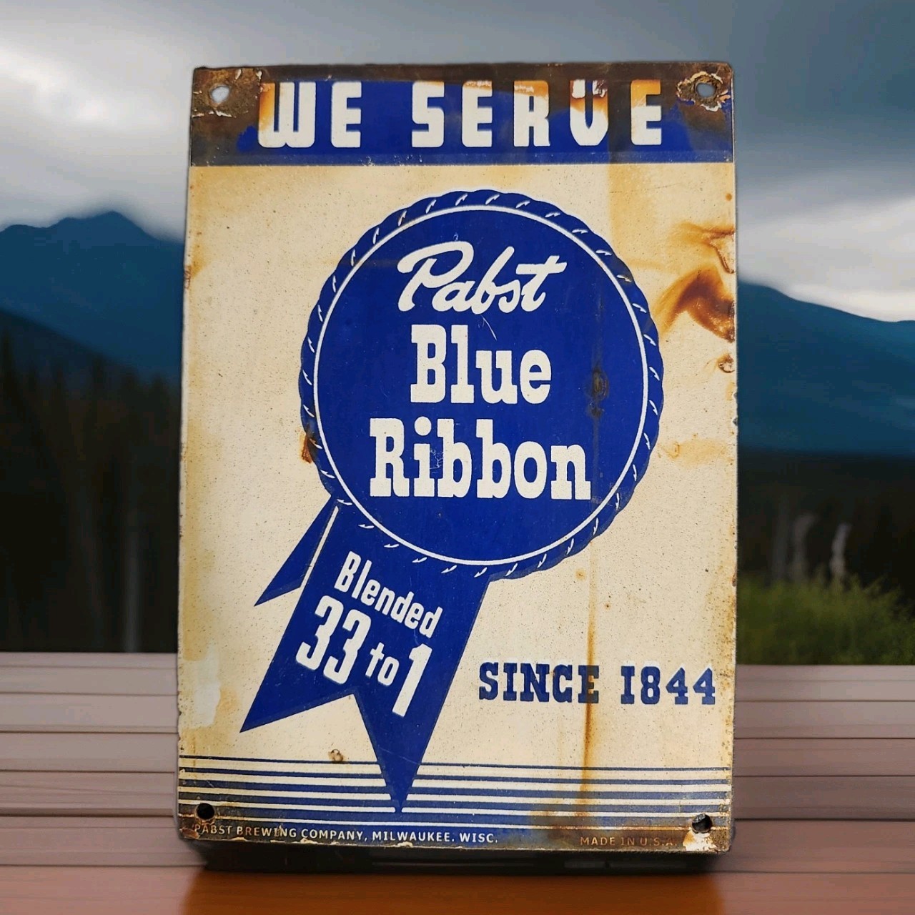 Vintage Pabst Blue Ribbon Beer Sign Porcelain Iroquois Schlitz Redtop Jax Piel's Vintage Pabst Blue Ribbon Beer Sign Porcelain Iroquois Schlitz Redtop Jax Piel's