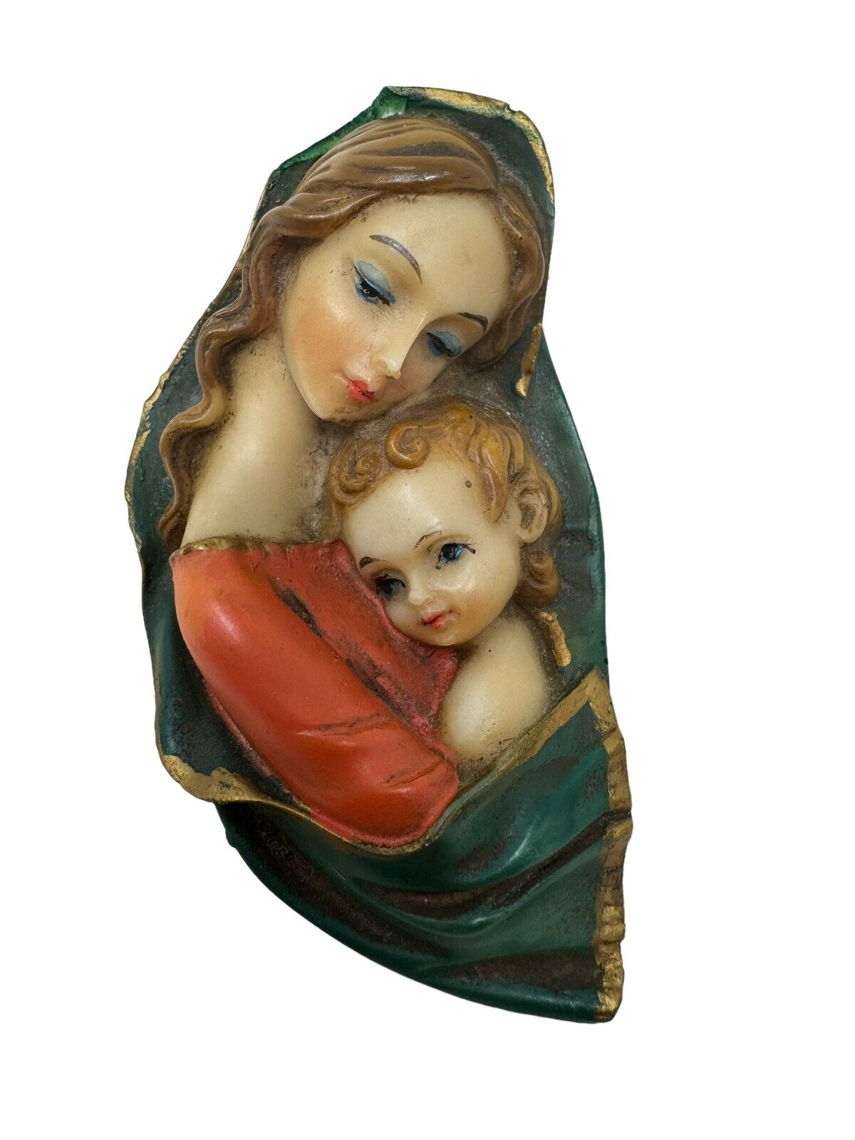 Vintage Virgin Mother Mary Madonna Jesus Child Wall Hanging Decor Italy