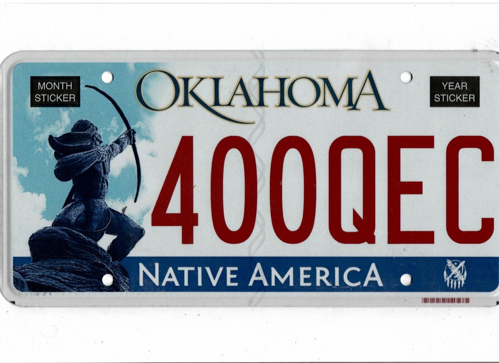 OKLAHOMA passenger license plate \