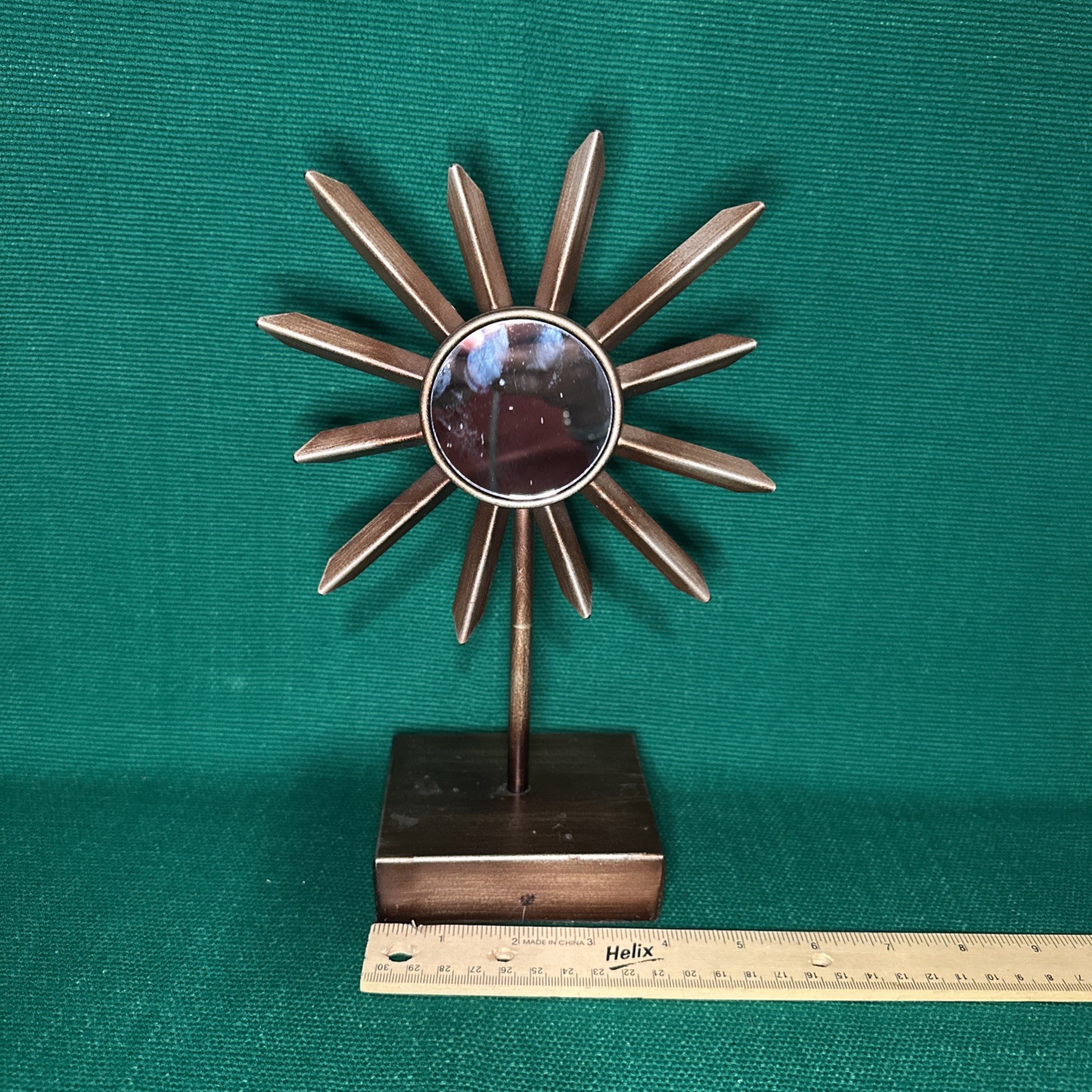 Vintage MCM Retro Metal Table Mirror Atomic Sunburst 6" Sculpture 60s-70s