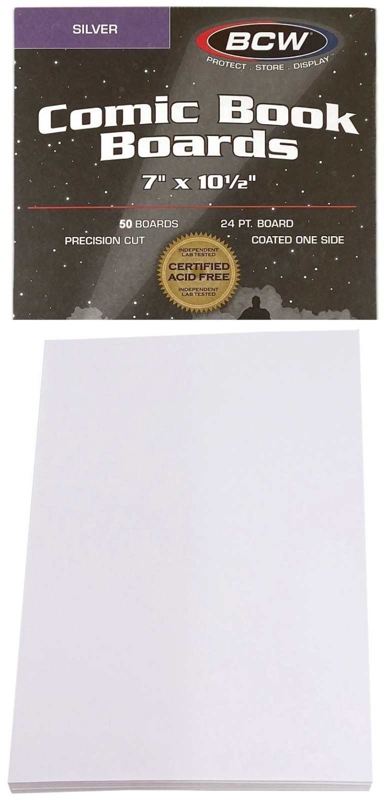 50 BCW Silver Age White Comic Book Backing Boards 7" x 10-1/2" Storage Backer 50 BCW Silver Age White Comic Book Backing Boards 7" x 10-1/2" Storage Backer