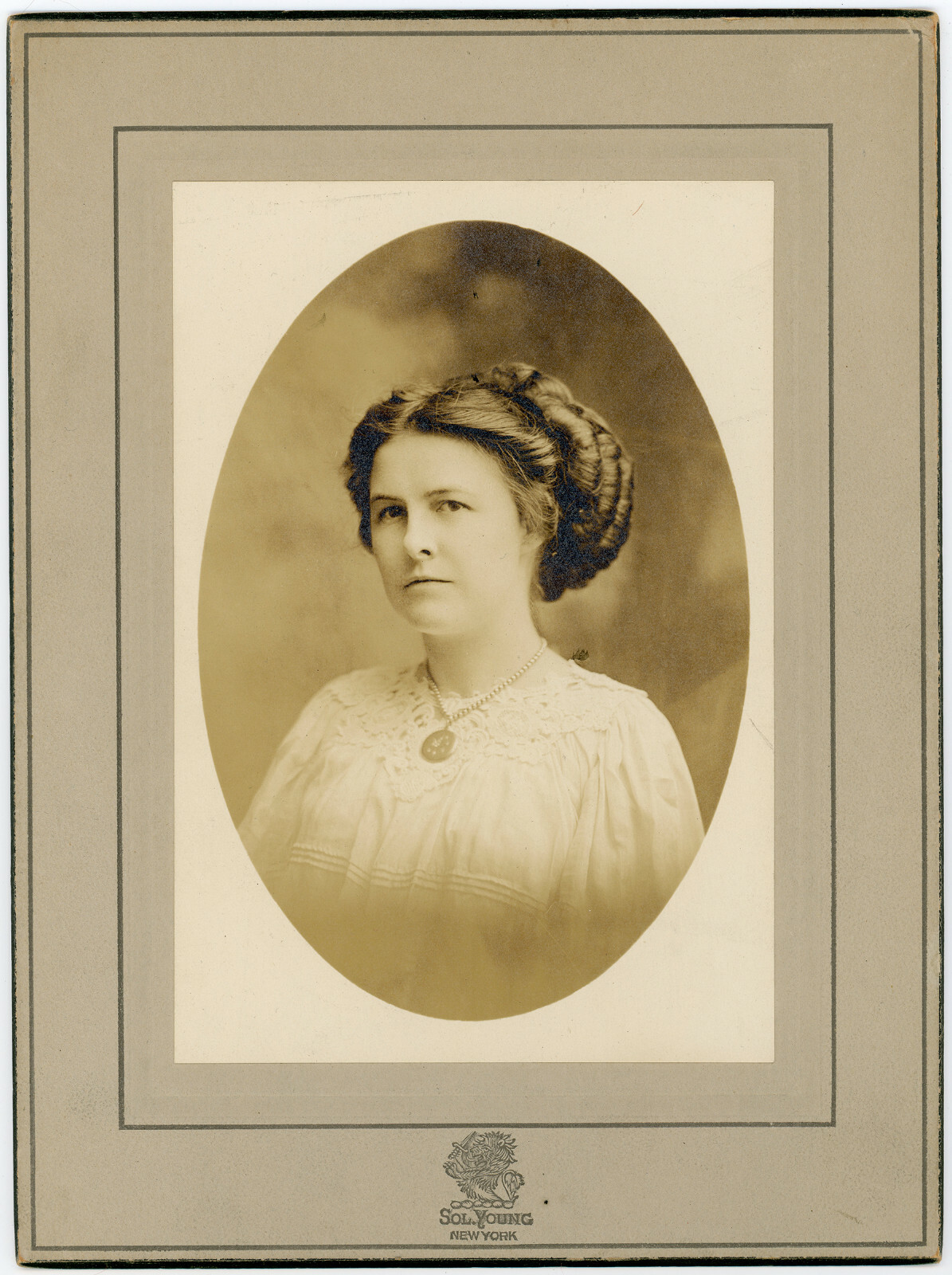 Woman with Big Edwardian Hair c1910 Found Photo Portrait Fashion NYC Area