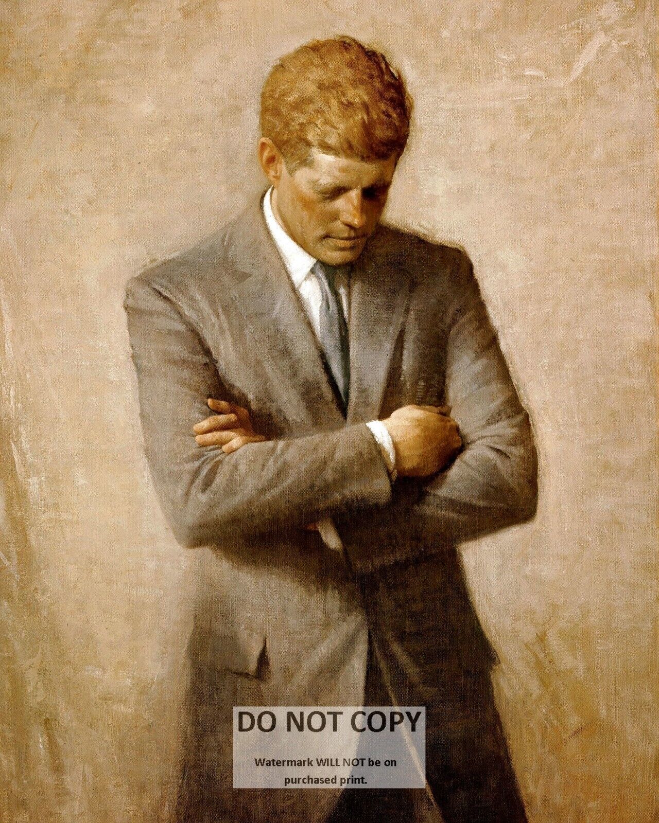 PRESIDENT JOHN F. KENNEDY REPRINT OF OFFICIAL PAINTING - 8X10 PHOTO (MW445)