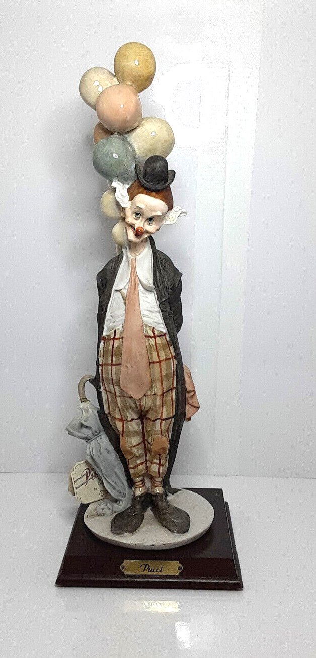 Vintage Giuseppe Armani The Pensive Clown w/Balloons Figure Signed Tags
