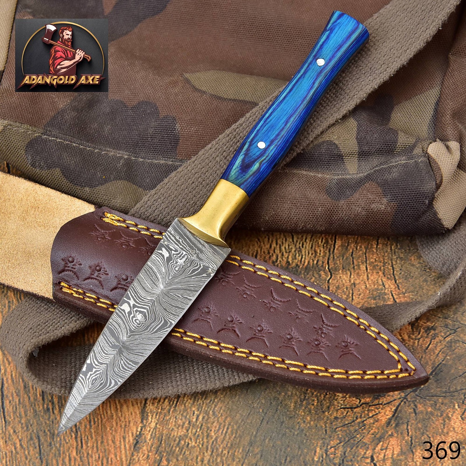 HAND FORGED DAMASCUS STEEL DAGGER THROWING BOOT KNIFE & WOOD HANDLE +SHEATH 369
