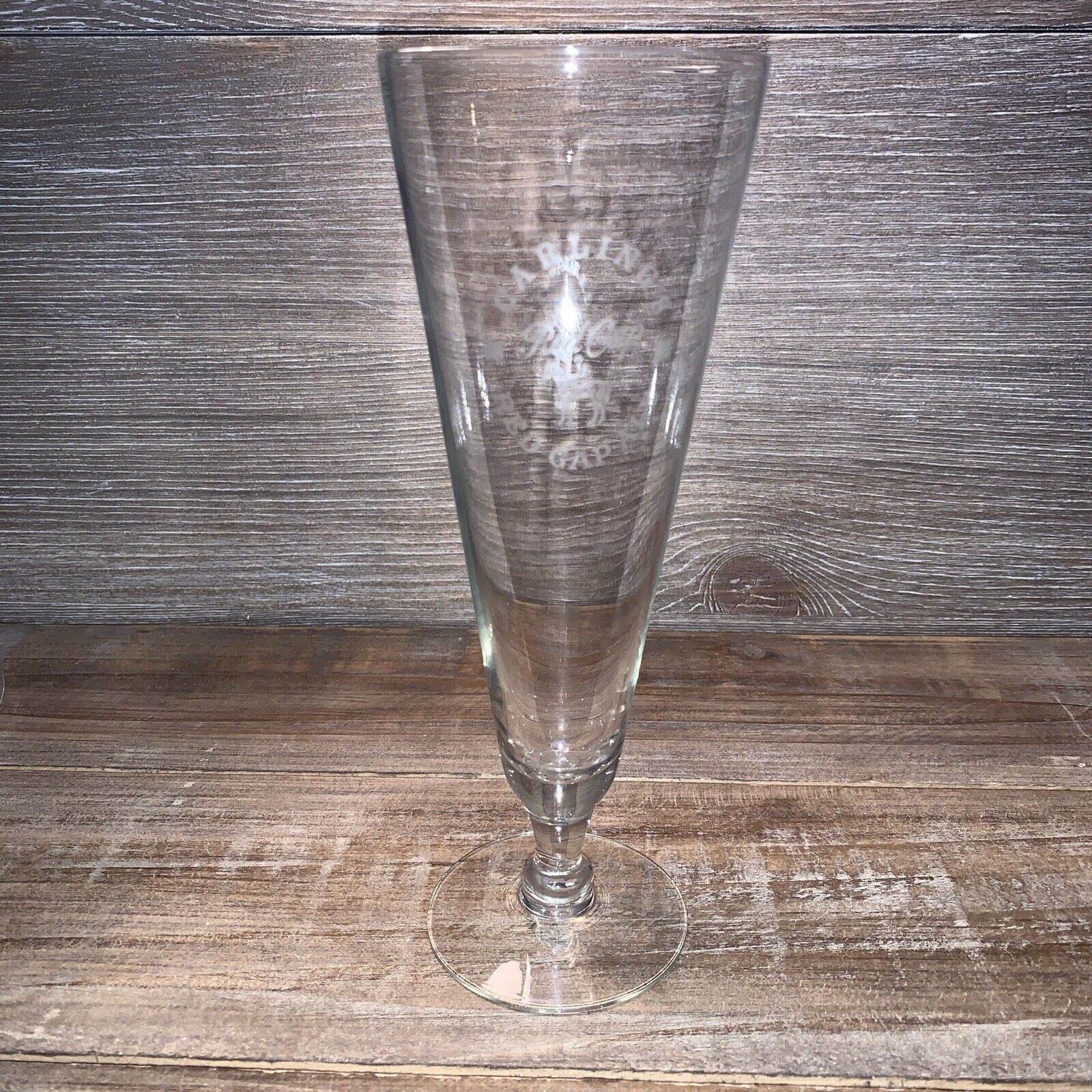 Carling’s Red Cap Ale Stem Glass Cup Clear Used 8 1/2 In Tall (Read Description)