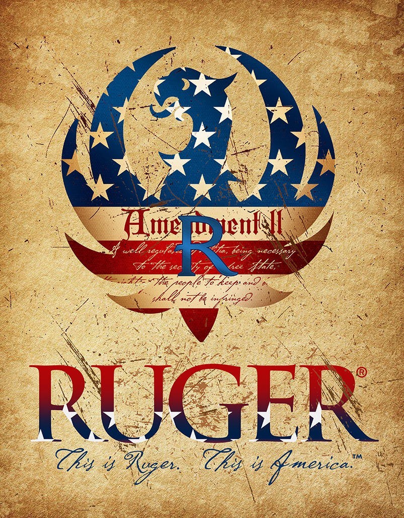 Ruger 2nd Amendment This is America Tin Sign wall decor 12.5" x 16" Made in USA