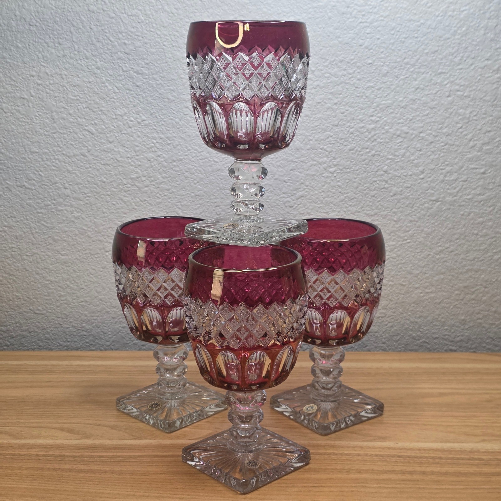 Westmoreland Waterford Red Ruby Flashed Glass Magnum Goblet 6.5in Set of 4 Westmoreland Waterford Red Ruby Flashed Glass Magnum Goblet 6.5in Set of 4
