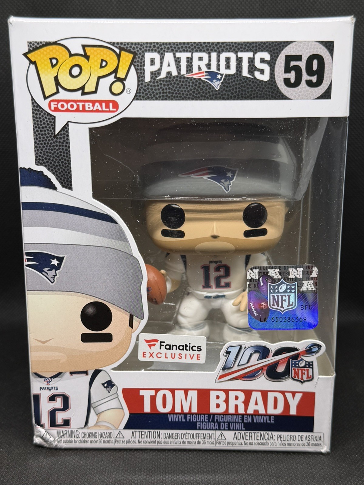 TOM BRADY Funko Pop White Jersey FANATICS EXCLUSIVE #59 with protective cover TOM BRADY Funko Pop White Jersey FANATICS EXCLUSIVE #59 with protective cover